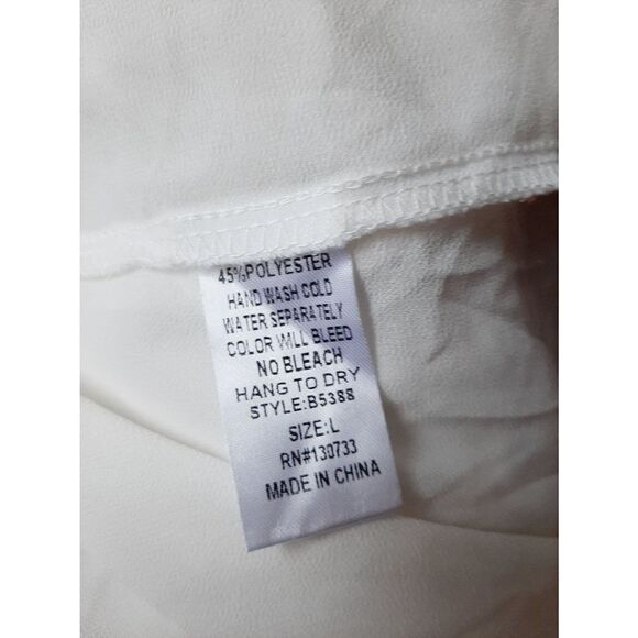 UMGEE white sheer sequin baloon sleeve large blouse - Picture 4 of 5